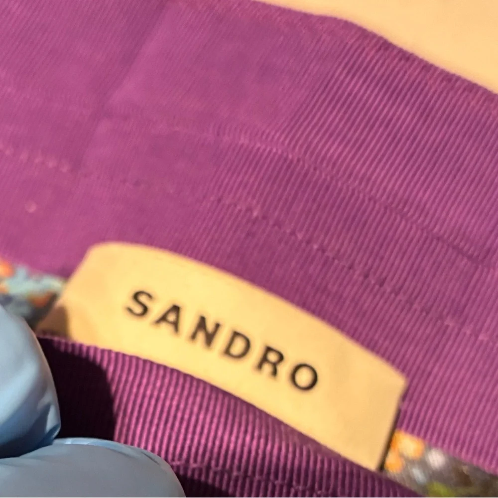 NWT Sandro Donelo Satin Floral Flare Pants in Blue Multi Size XS - Picture 7 of 13